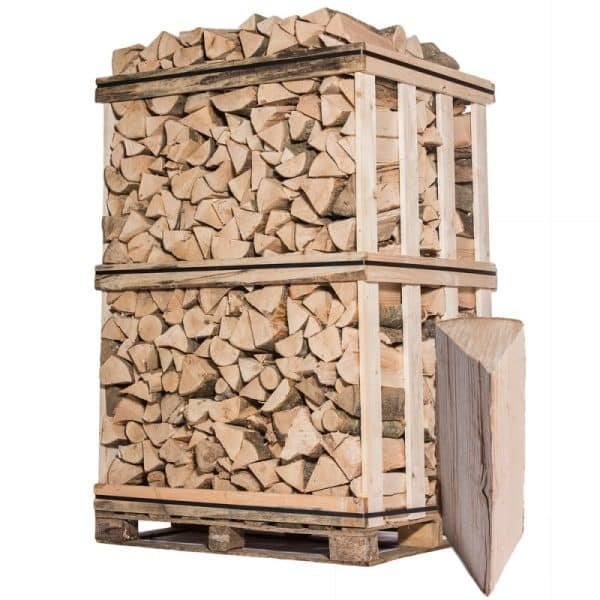 Palette Kaminholz 33 cm – Mischung Hartholz (Esche, Buche, Hainbuche, Eiche) – 2 m³ – 2,9 Ster – luftgetrocknet